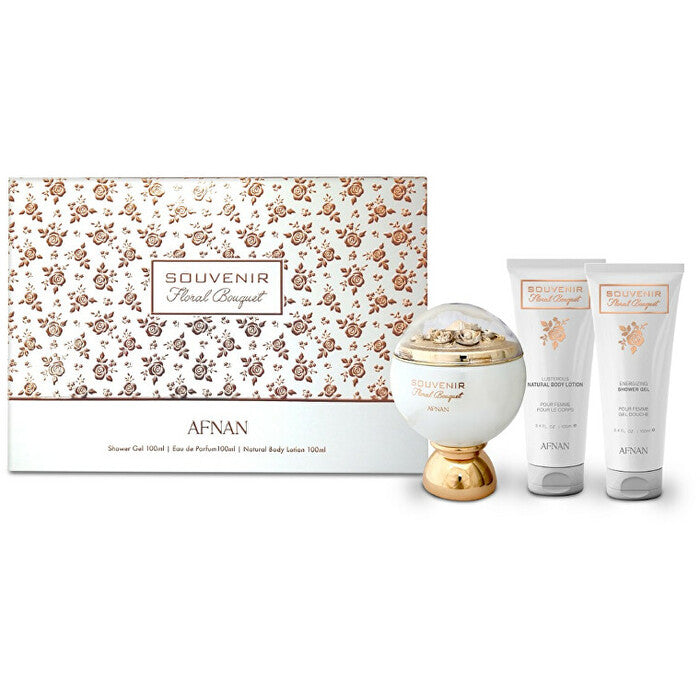 Afnan Souvenir Floral Bouquet dovanų rinkinys EDP 100 ml, dušo gelis 100 ml ir kūno losjonas 100 ml