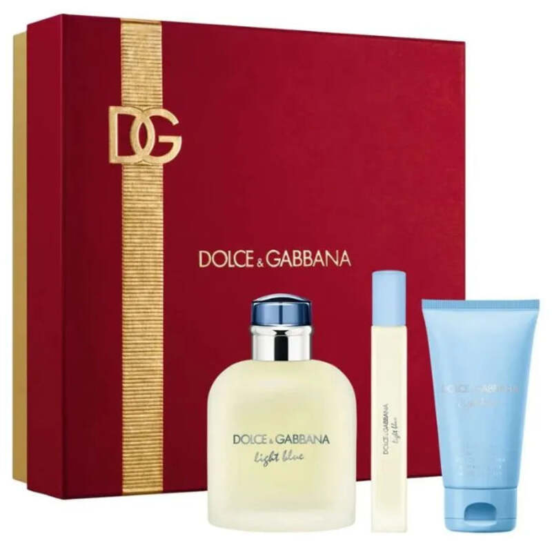 Dolce Gabbana Light Blue Pour Homme dovanų rinkinys EDT 125ml, dušo gelis 50ml ir Mini EDT 10ml
