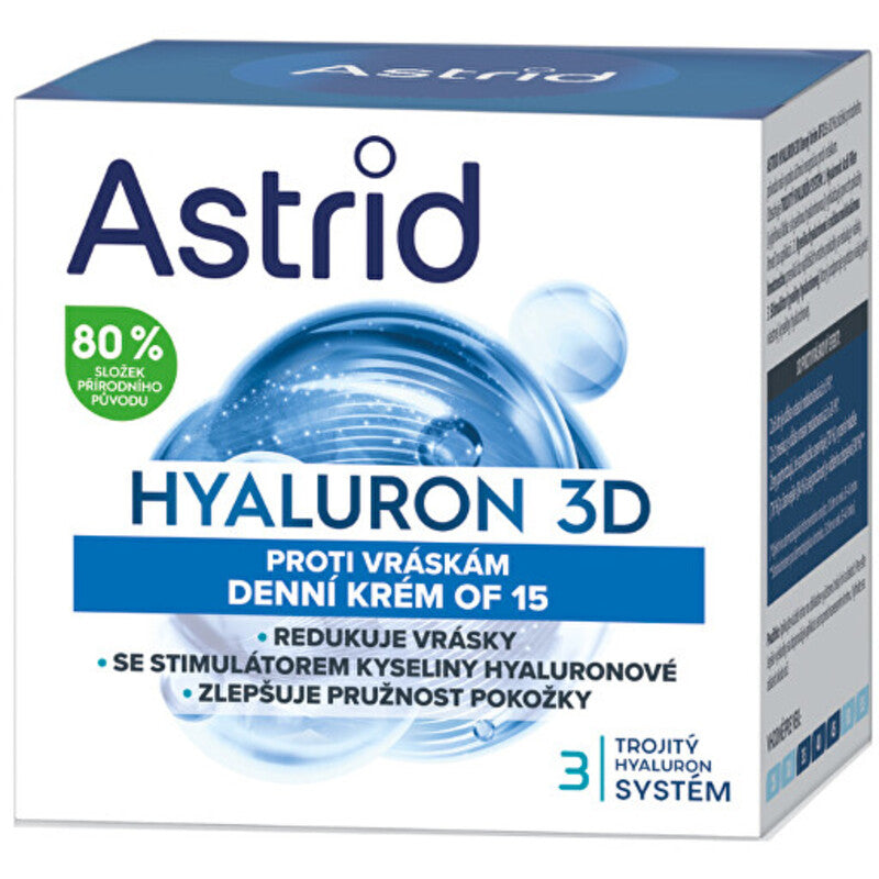 Astrid Hyaluron 3D dieninis kremas su SPF 15 – dieninis kremas nuo raukšlių
