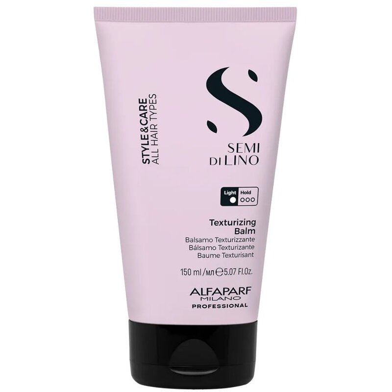„Alfaparf Milano Semi Di Lino Style&Care Texturizing Balm“ – drėkinamasis formavimo kremas natūraliam įvaizdžiui.