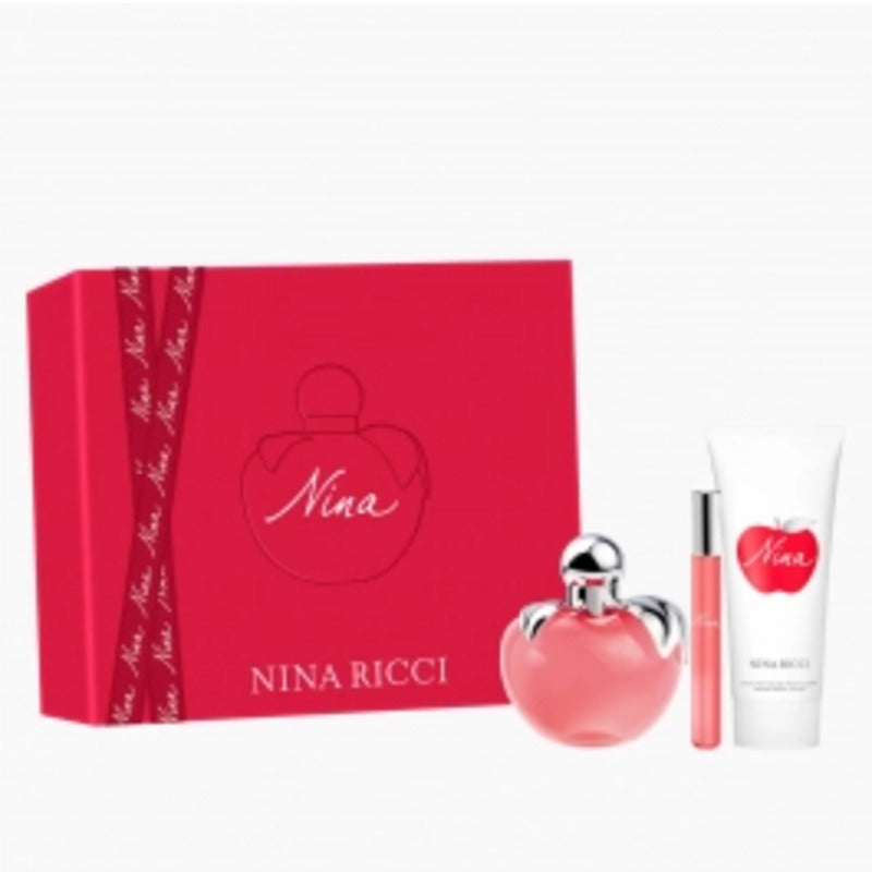 Nina Ricci Nina dovanų rinkinys EDT 50 ml, Nina kūno losjonas 75 ml ir mini (roll-on) Nina EDT 10 ml