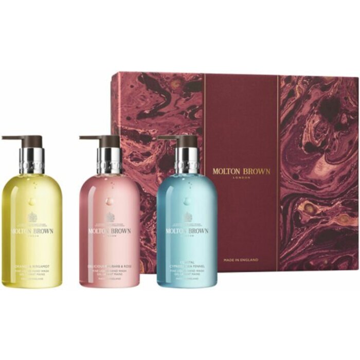 „Molton Brown Floral & Aromatic“ rankų priežiūros kolekcija – skystų rankų muilų dovanų rinkinys