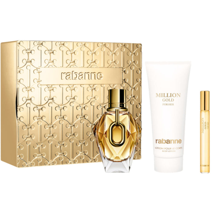 Paco Rabanne Million Gold for Her Gift Set EDP 90 ml, miniature EDP and body lotion 100 ml
